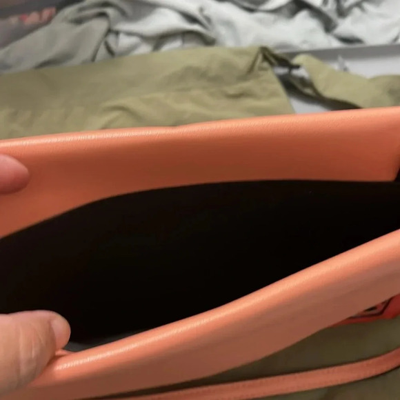 Neiman Marcus Orange and Peach purse Vegan Leather Good Pre-owned Condition. - Picture 2 of 8